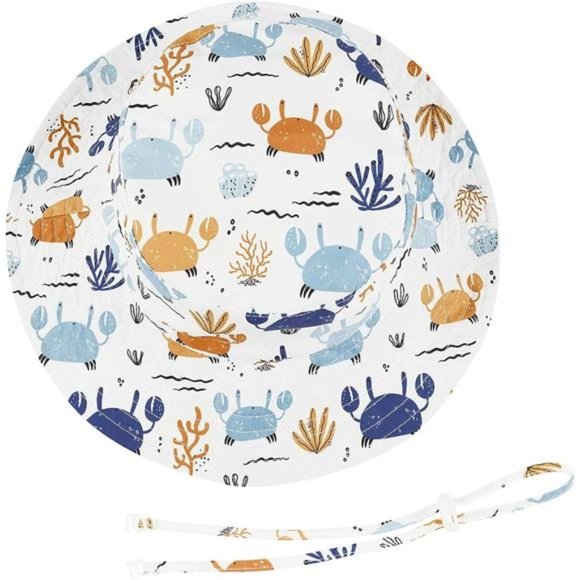 Sun Hat UPF 50+ Sun Protective Toddler Bucket Hat 07 White Crab - Picture 3 of 7
